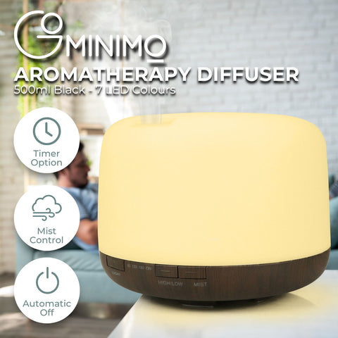 5 In1 Led Aromatherapy Essential Oil Diffuser 500Ml (Wood Base)