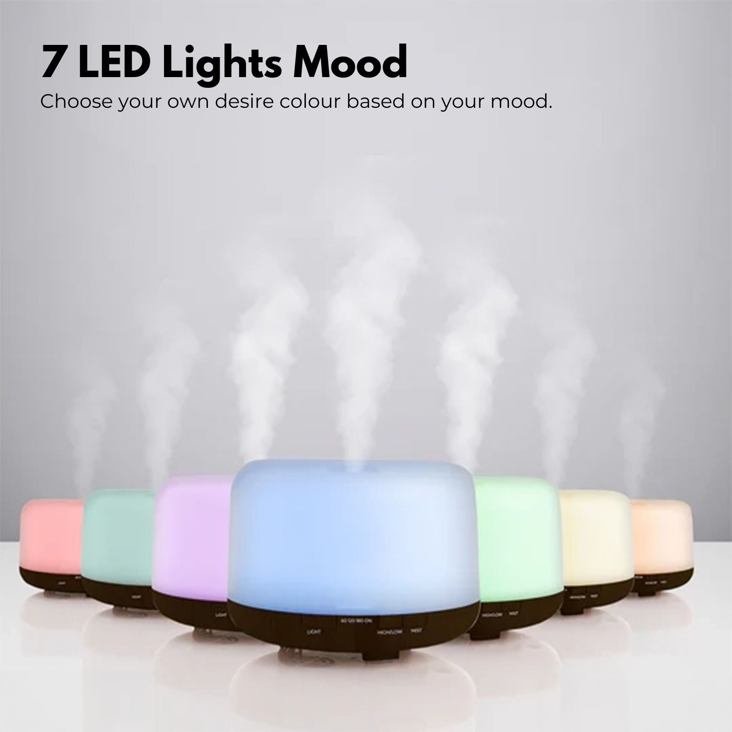 5 In1 Led Aromatherapy Essential Oil Diffuser 500Ml (Wood Base)