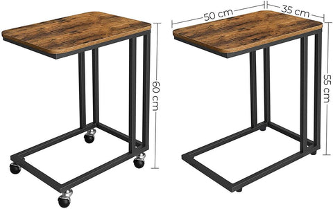 End Table Side Table Coffee Table With Steel Rustic Brown And Black