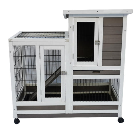 Rabbit Hutch Cat House Cage Guinea Pig Ferret Cage With Wheels