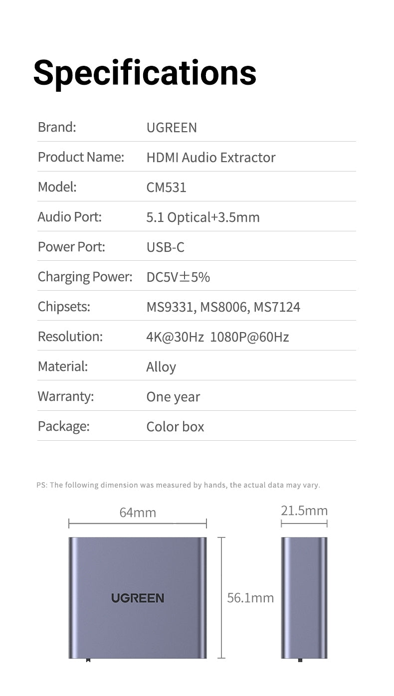 60649 Hdmi Audio Extractor (Spdif + 3.5Mm Aux)