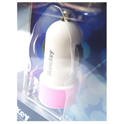 Compact Car Charger For Ipad & Smart Phone 5V 2.1A With Mfi Cable - Pink