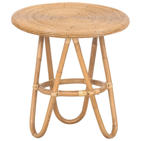 Rattan Round Side Sofa End Table 55Cm - Natural