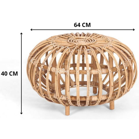 64Cm Rattan Round Side Sofa End Table - Natural