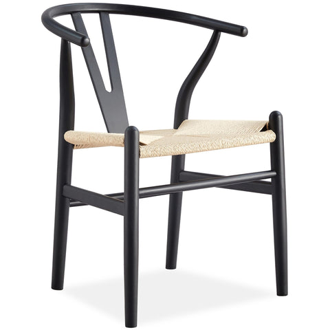 Set Of 2 Wishbone Dining Chair Beech Timber Replica Hans Wenger - Black