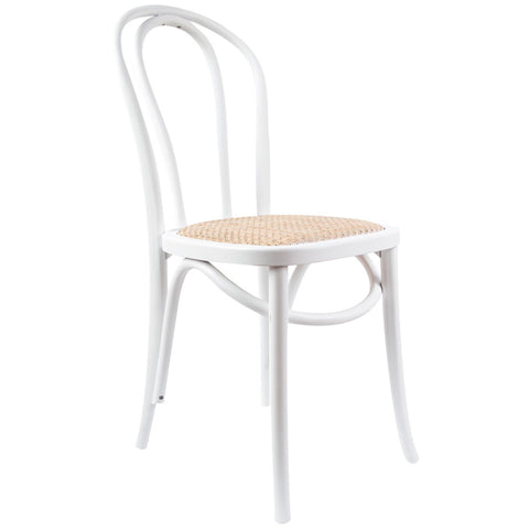Arched Back Dining Chair 2 Set Solid Elm Timber Wood Rattan Seat - White