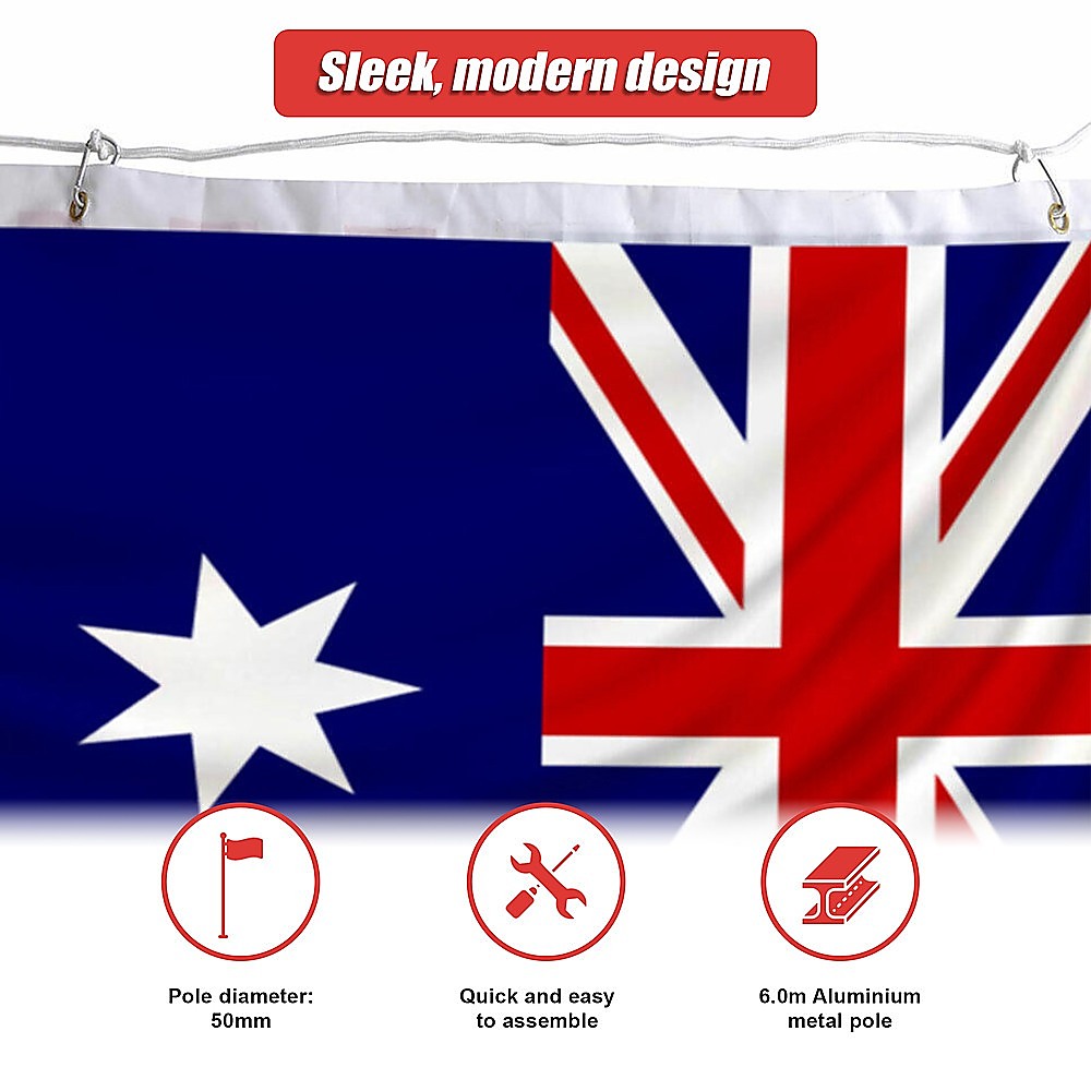6.0M Flag Pole Full Set / Kit W Australian Flag