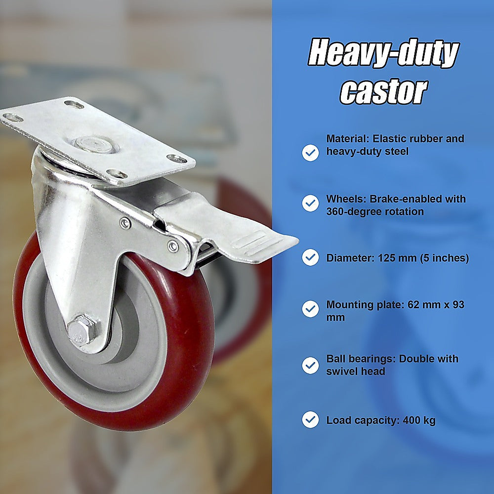 Heavy Duty 5" Swivel Castor Wheels (Set Of 4)