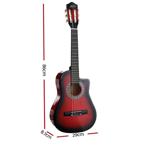 34 Inch Classical Guitar Wooden Body Nylon String Beginner Kids Gift Red