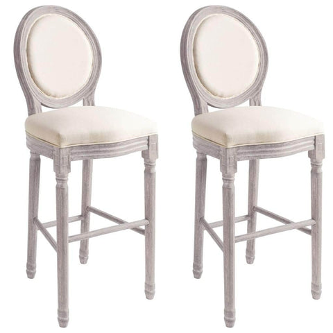 Bar Chairs 2 pcs White Linen
