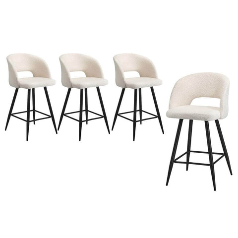 Bar Stools Kitchen Dining Chair Boucle White SURA