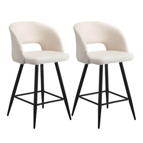 Bar Stools Kitchen Dining Chair Boucle White SURA