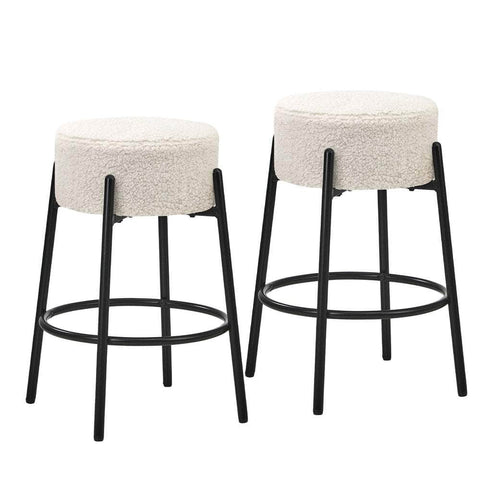 Bar Stools Kitchen Round Stool Boucle Fabric