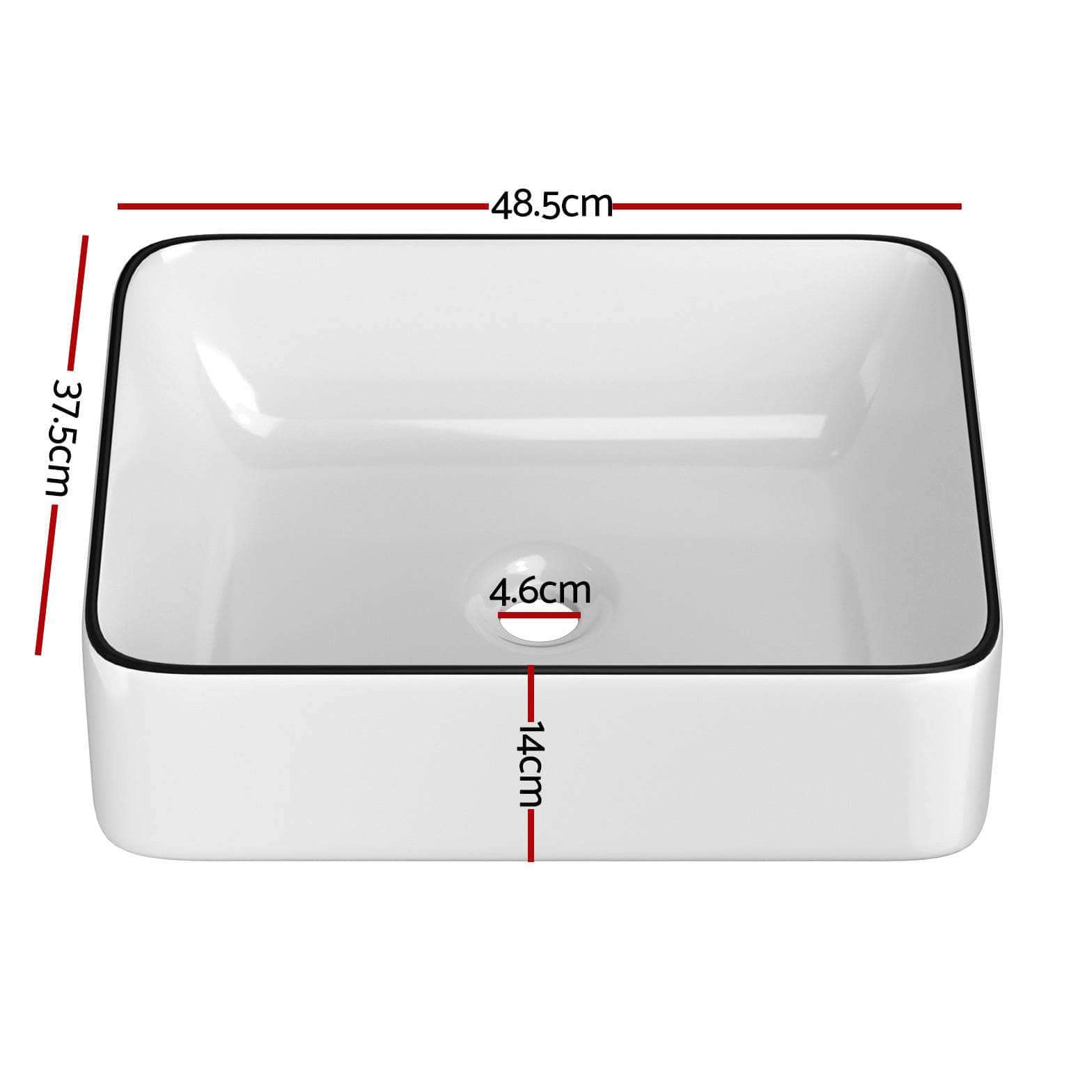 Bathroom Basin Ceramic Vanity Sink Hand Wash Bowl Above Counter 48x37cm