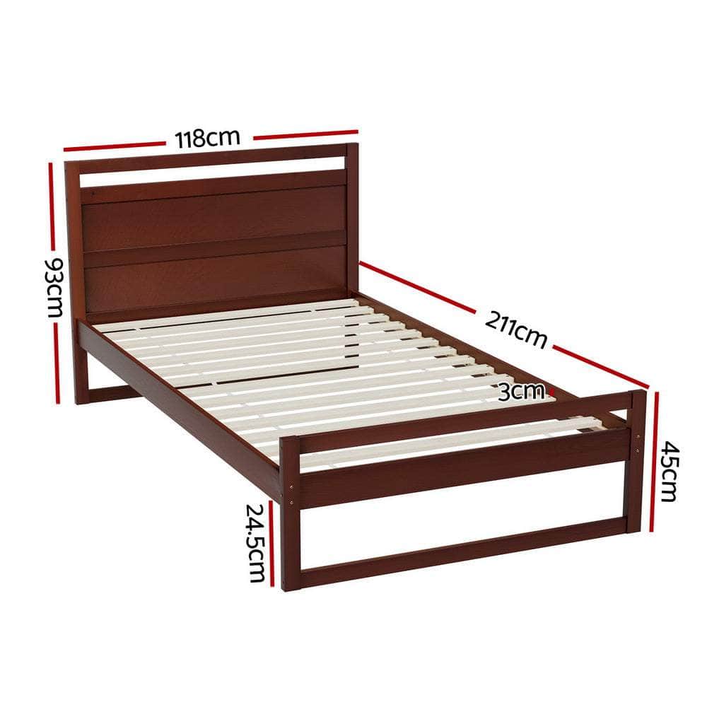 Bed Frame King Single/Double/Queen Size Wooden Walnut