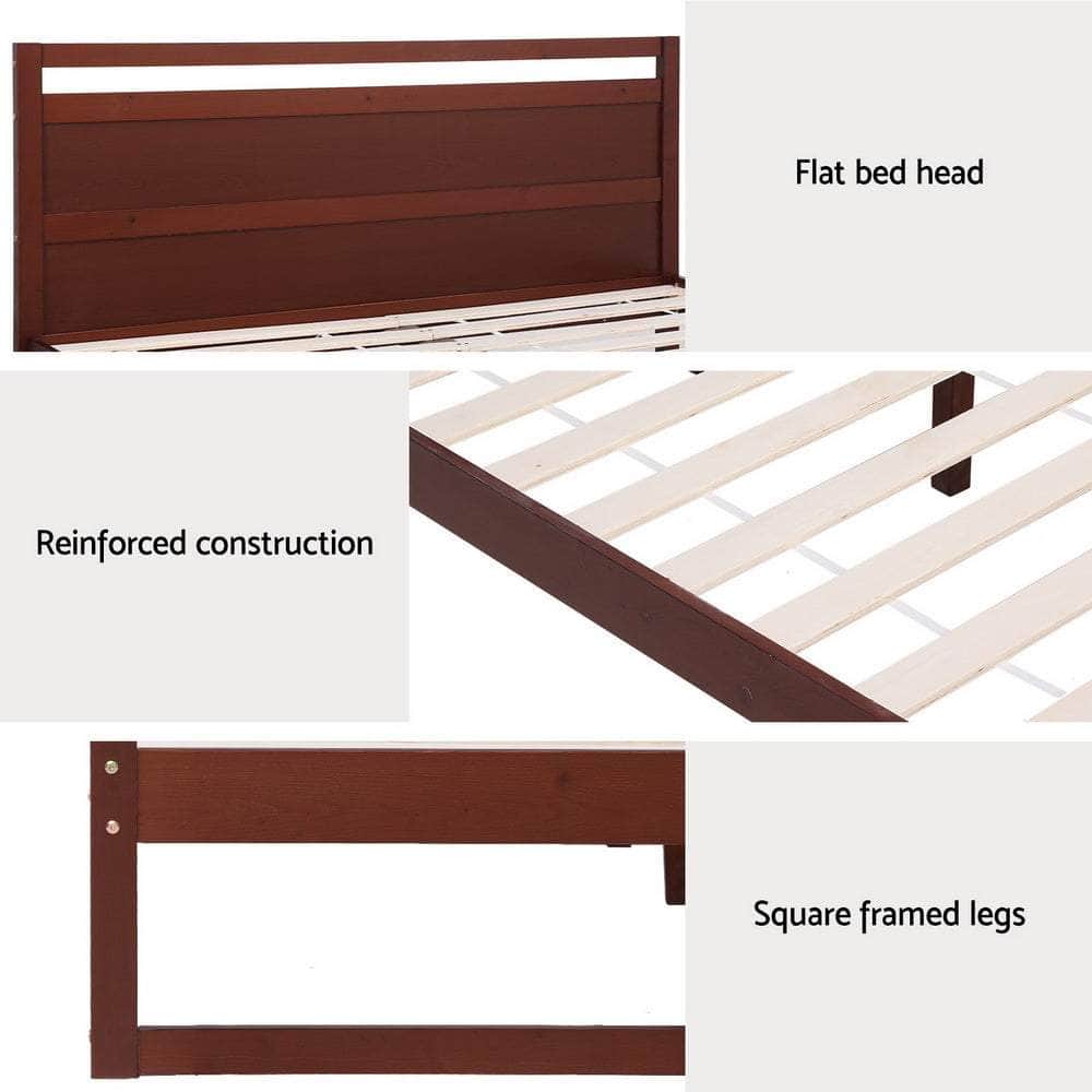 Bed Frame King Single/Double/Queen Size Wooden Walnut