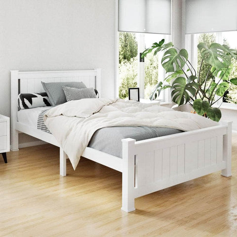 Bed Frame King Single Size Wooden White Rio