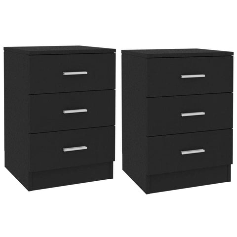 Bedside Cabinets 2 pcs Black  Chipboard