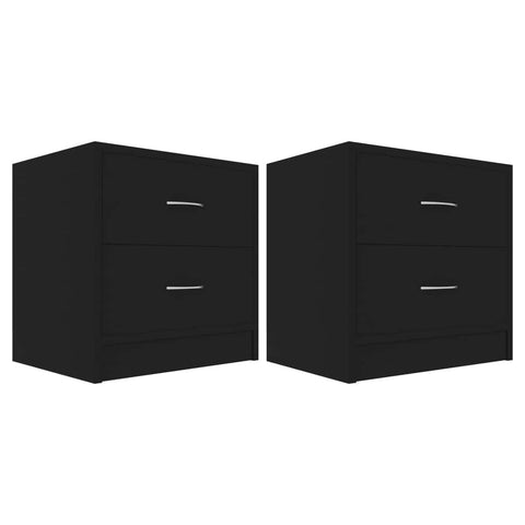 Bedside Cabinets 2 pcs Black - Engineered Wood