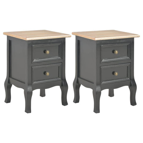 Bedside Cabinets 2 pcs Black MDF