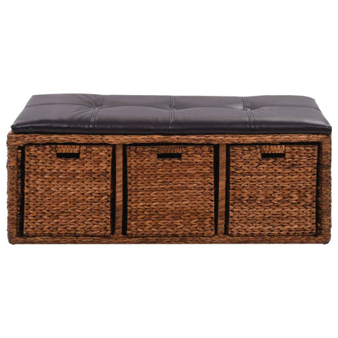Bench with 3 Baskets Seagrass Brown