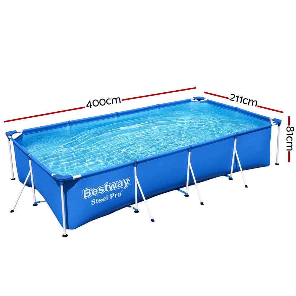 Bestway Above Ground Swimming Pool 5,700L 4M Rectangular Steel Pro Frame