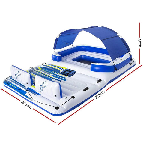 Pool Float Island Inflatable Lounge 6-Person Seat Canopy