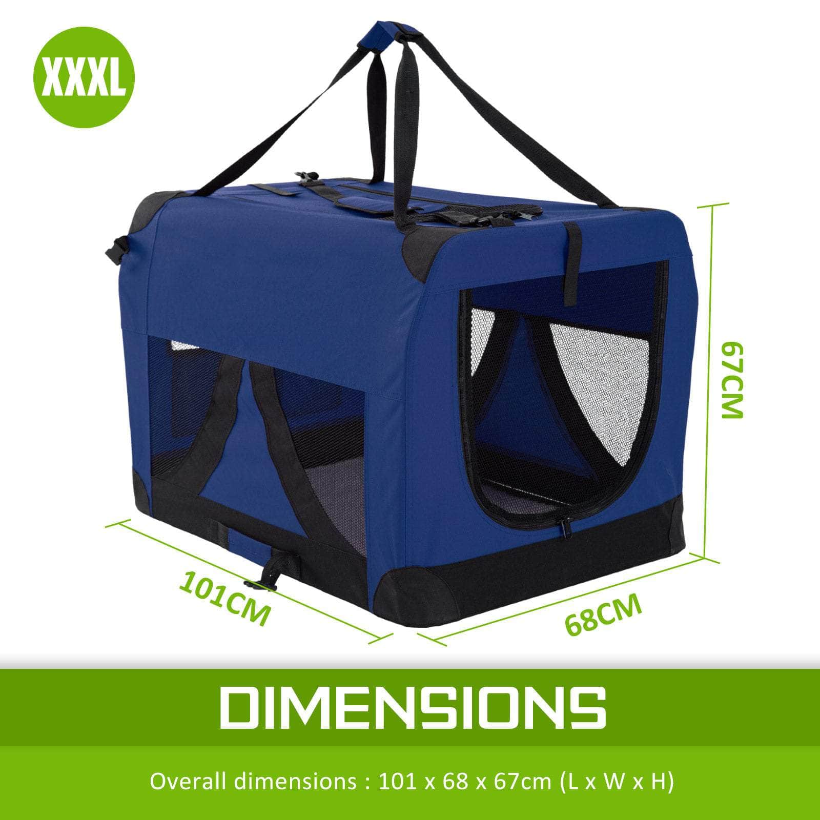 Blue Portable Soft Dog Cage Crate Carrier Xxxl