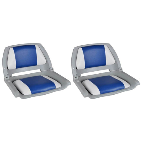 Boat Seats 2 pcs Foldable Backrest With Blue,white Pillow