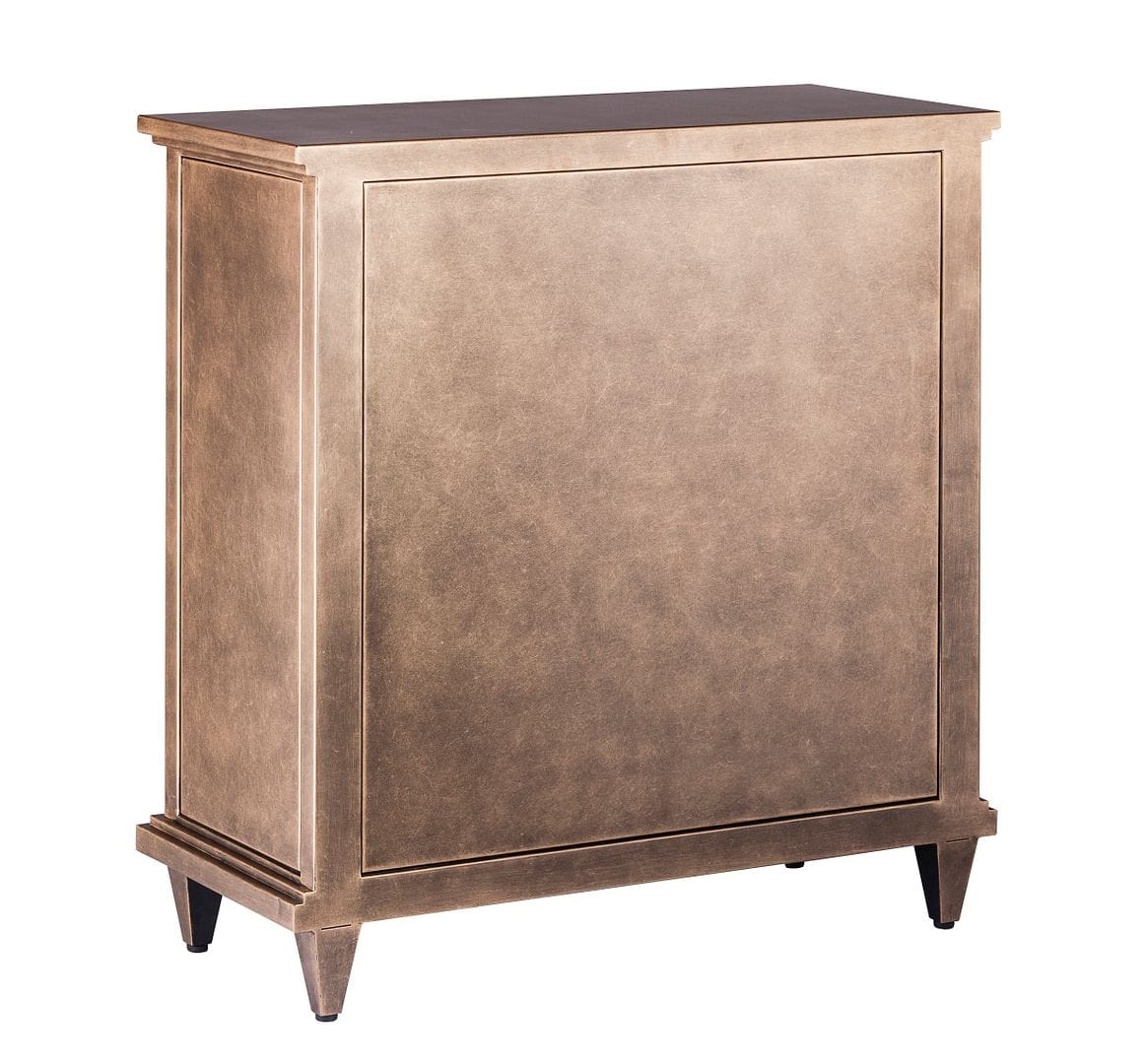 Brass Finish Iron Glass Buffet Sideboard Cabinet with 3-Level Storage