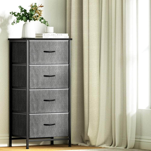 Chest of 4 Drawers Storage Dresser Tallboy Grey