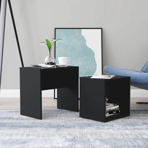 Coffee Table Set Black Chipboard