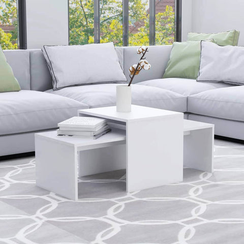 Coffee Table Set White Engineered Wood