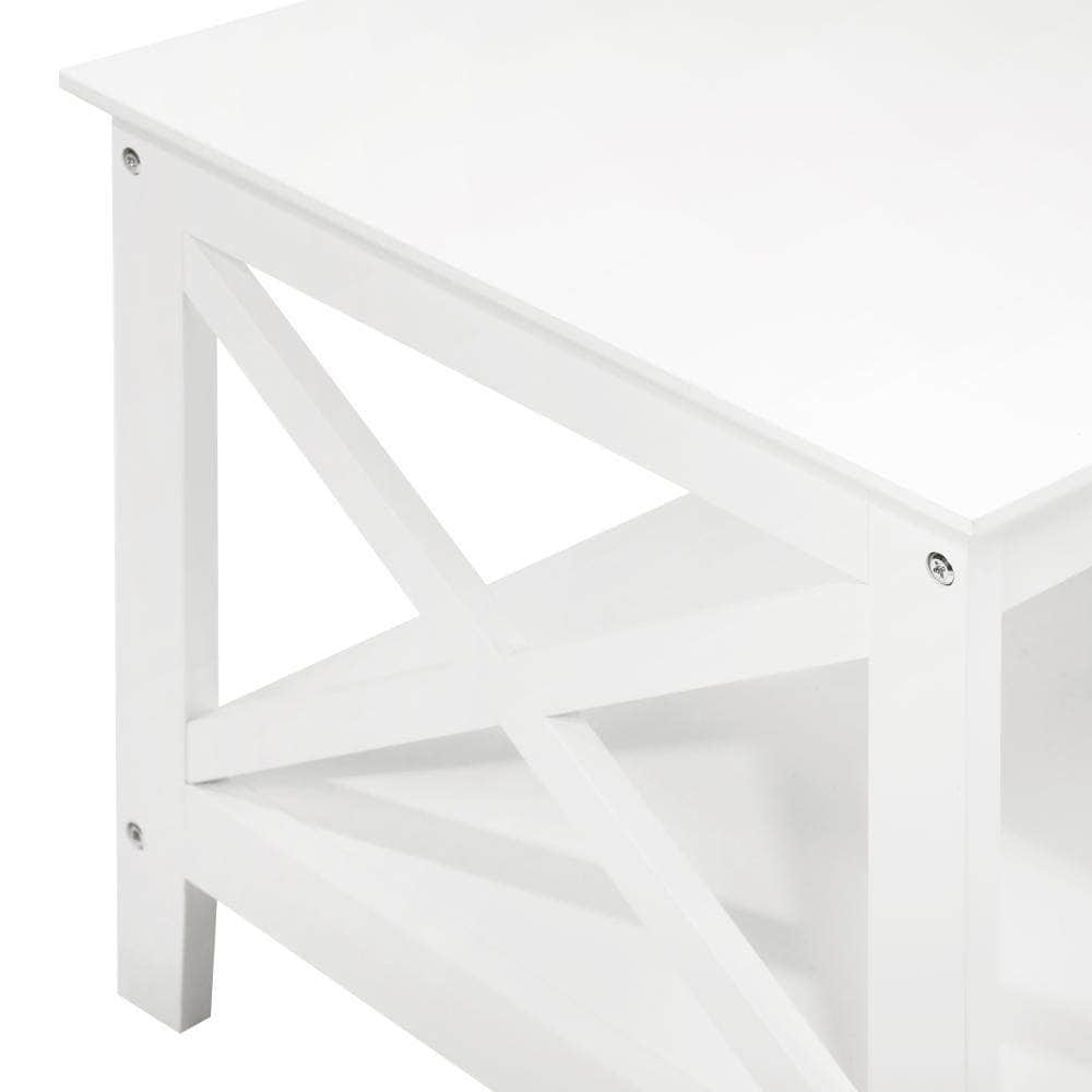 Coffee Table Storage Rack 2-Tier White