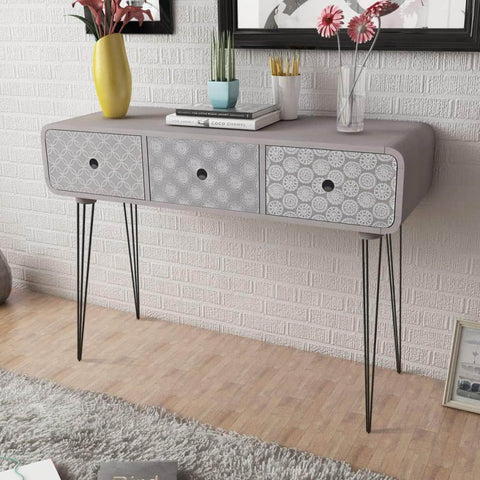 Console Table With 3 Drawers Grey