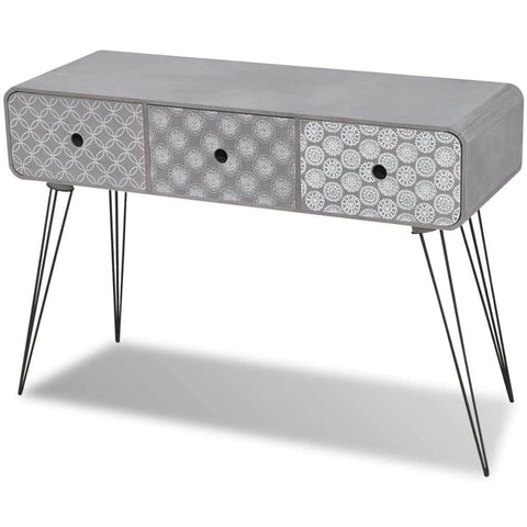 Console Table With 3 Drawers Grey