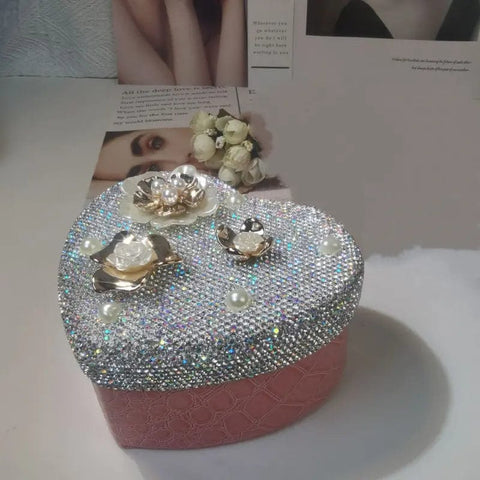 Creative Heart-Shaped Flower Leather Jewelry Storage Box
