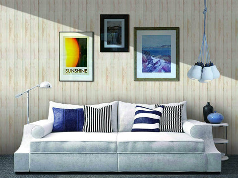 Decorative 3D Foam Wallpaper Panels Light Brown Wood 10Pcs