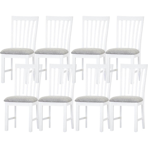 Dining Chair Set Of 8 Solid Acacia Timber Wood Coastal Furniture - White