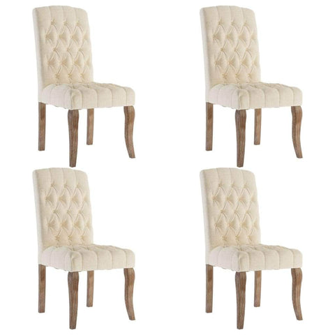 Dining Chairs 4 pcs Beige Linen-Look Fabric