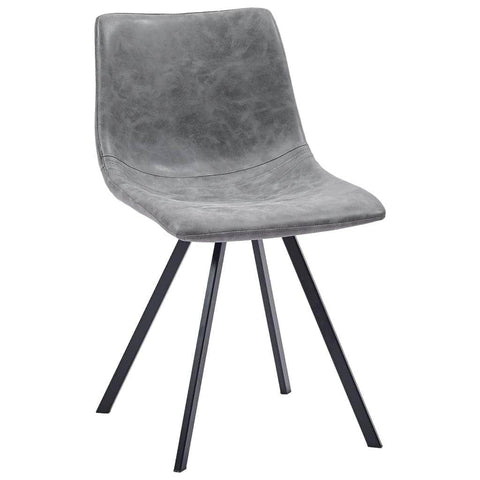 Dining Chairs 4 pcs Grey Metal Legs faux Leather