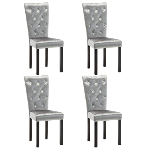 Dining Chairs 4 pcs Silver Velvet