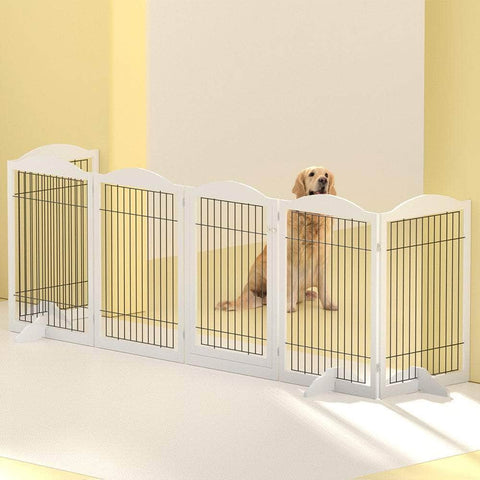 Dog Playpen Enclosure 6 Panel Pet Fence Wooden Play Pen