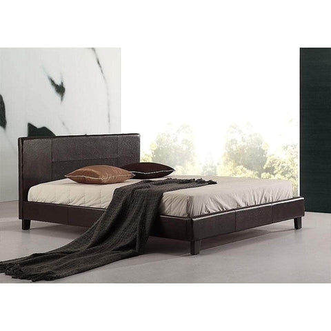 Double Pu Leather Bed Frame Brown
