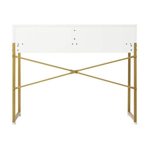 Dressing Table Makeup Desk 2 Drawers White and Gold