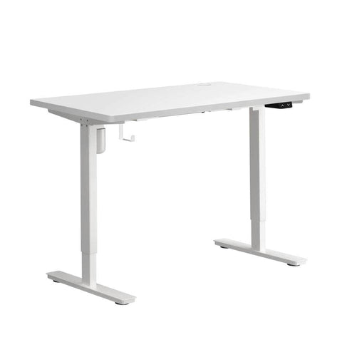 Electric Standing Desk Single Motor Height Adjustable Sit Stand Table White and Walnut 120cm