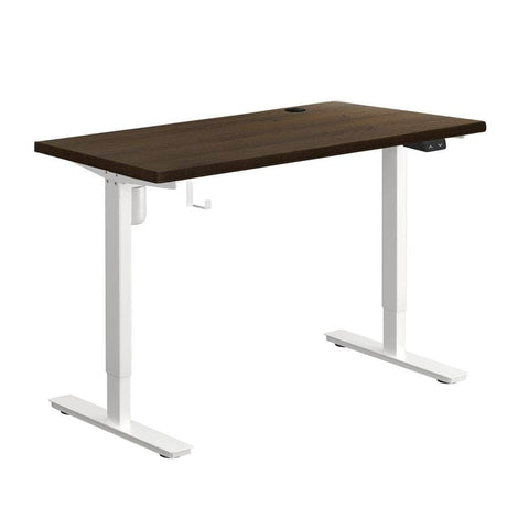 Electric Standing Desk Single Motor Height Adjustable Sit Stand Table White and Walnut 150cm