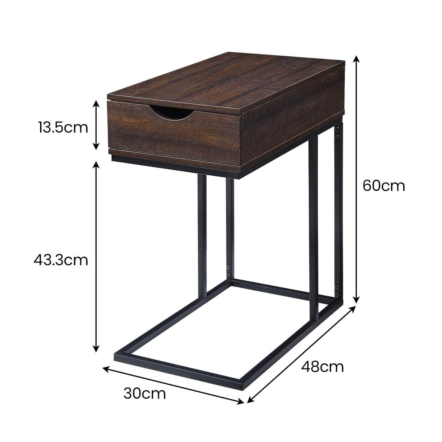 Elegant C-Shaped Drawer Side Table for Modern Living Spaces