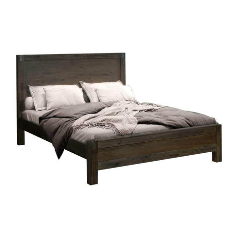 Elegant King Bed Frame in Solid Acacia Wood - Chocolate