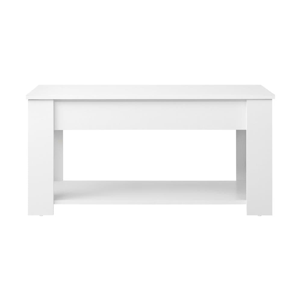 Elegant Lift-Up Top Coffee Table with White Finish and Ample Storage Space